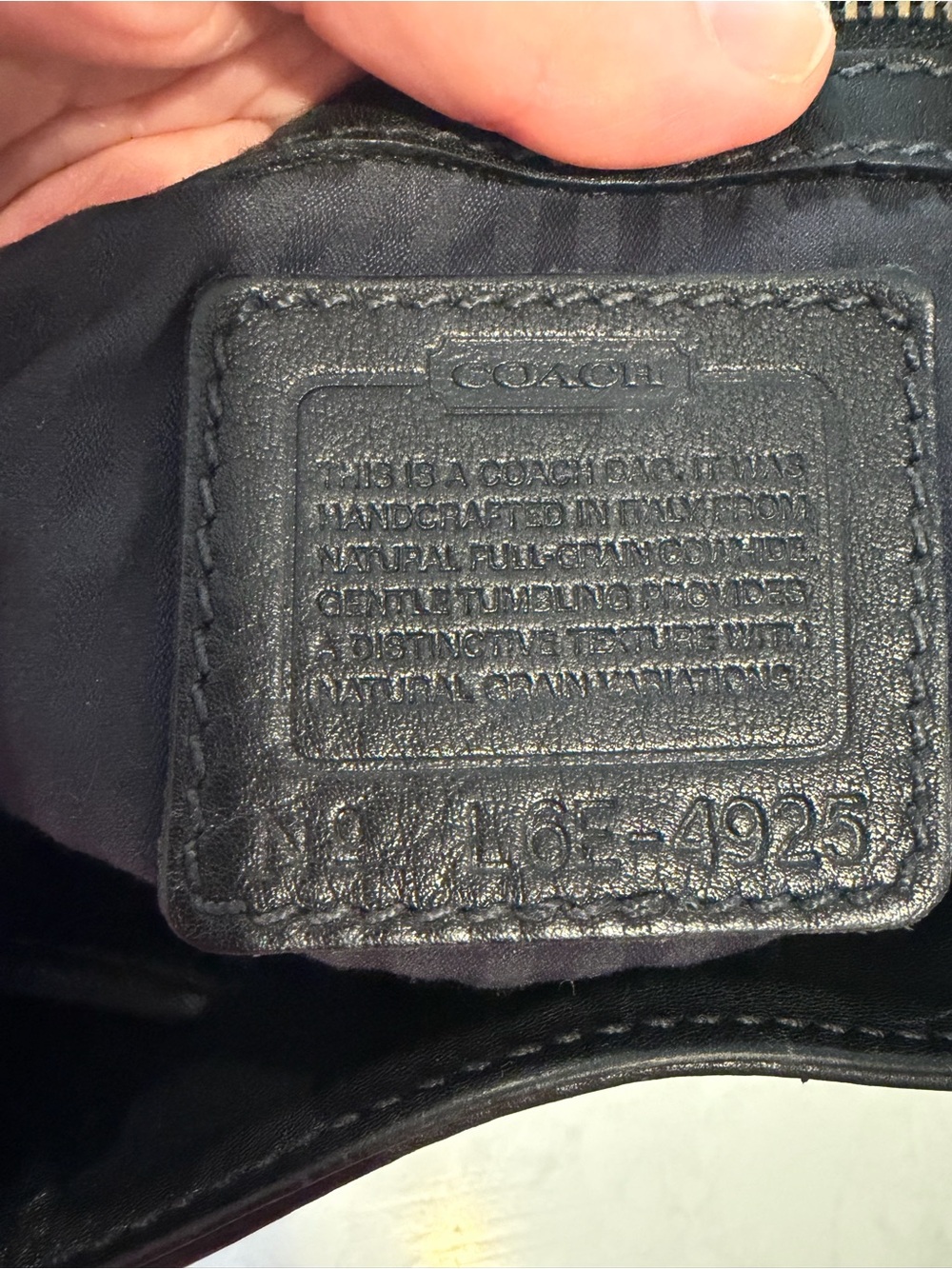 Coach Vintage Black Leather Drawstring Backpack Style 4925 - Picture 6 of 10